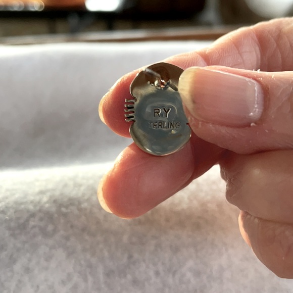 Blue Paua Shell Sterling Earrings - Picture 2 of 4